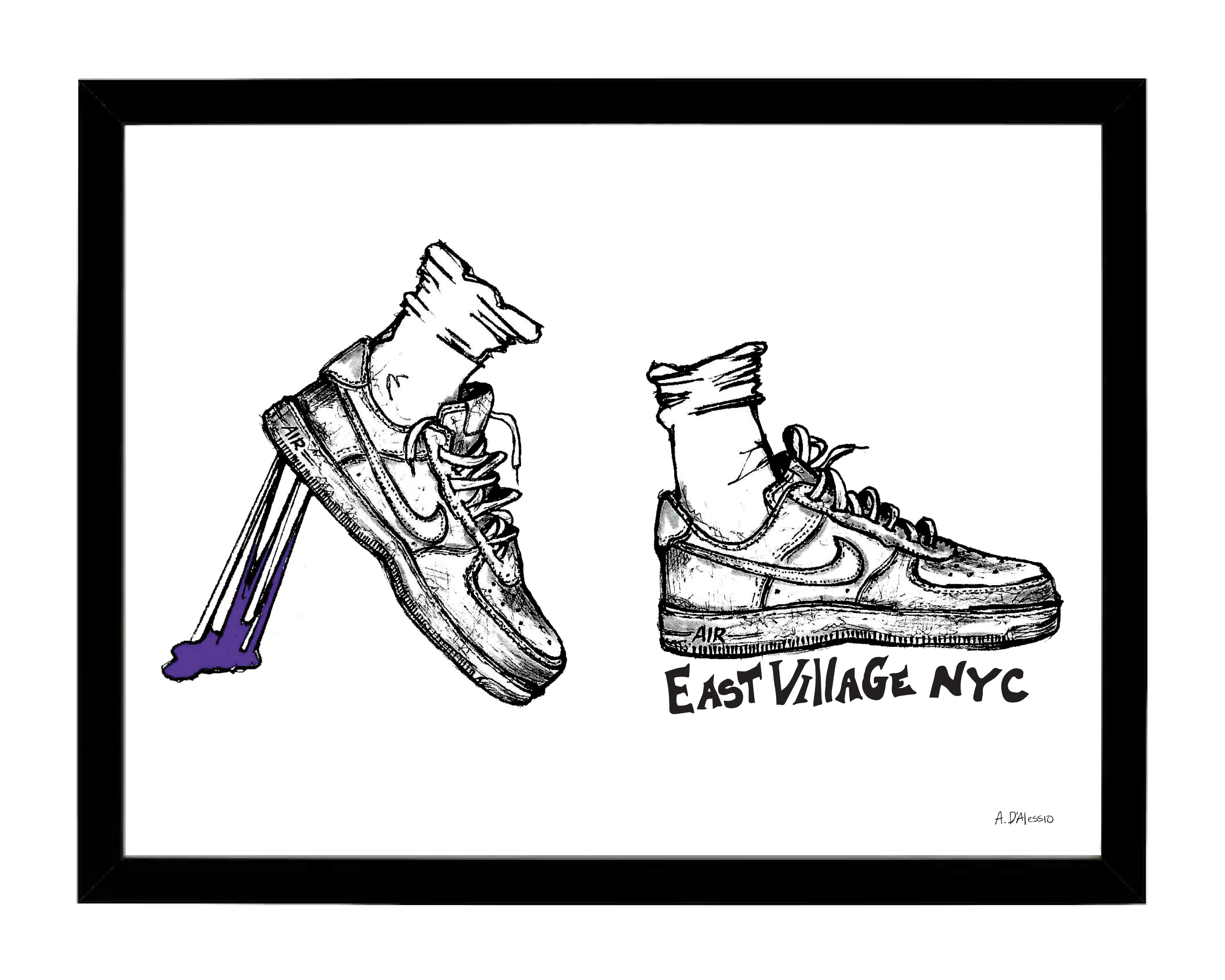 12” x 16” New York City fine art print. Pen and ink illustration. New York Nike's